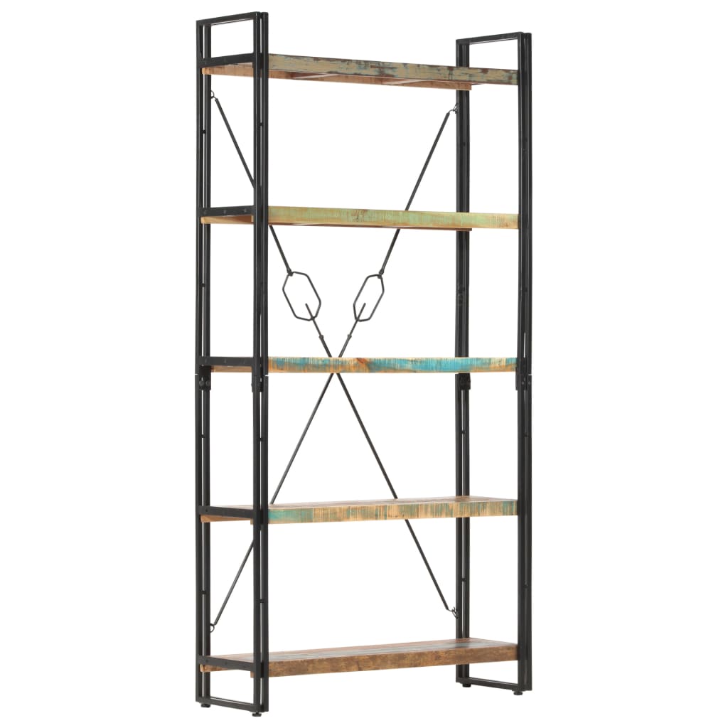 vidaXL 5-Tier Industrial Adult Bookcase - 90x30x180 cm - Solid Reclaimed Wood