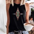 thumbnail image 2 of Birdeem Mode Femmes Imprimé Col Rond Sans Manches Chemises à Blocs Tunique T-Shirt Hauts, 2 of 7