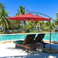 thumbnail image 4 of Costway Parasol Déporté de Patio 10 Pi avec 8 Baleines, Base en Croix, Inclinable, Bordeaux, 4 of 10