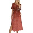 thumbnail image 2 of Ovzne Robes d'Été pour Femmes Robe d'Été Décontractée Printemps Manches Courtes avec Poches Robe de Plage Ligne A Robe Décontractée Robe d'Été Manches Courtes Imprimée Liquidation, 2 of 7