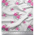 thumbnail image 1 of Soimoi Poly Georgette Tissu Tourbillon, Feuilles & Imprimé Floral Rose par Yard 52 Pouces de Large, 1 of 1