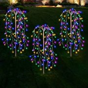Solar Firecracker Lights Outdoor Garden Lights Starburst Pathway Decor Waterproof Solar Landscape Light Warm Decorative Lighting for Yard Patio Courtyard Walkway Lawn Party Holiday Outdoor Decoration