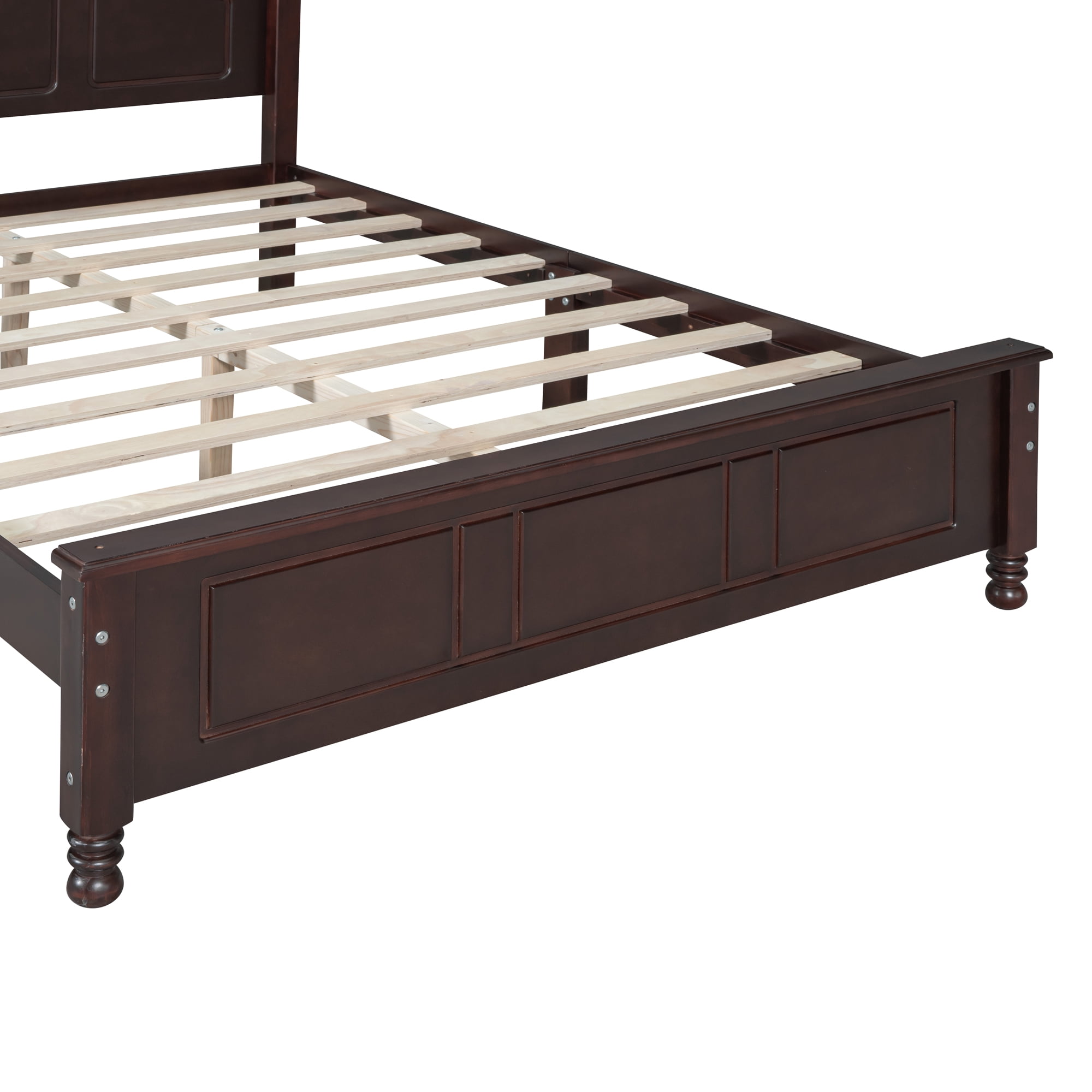 Homy Casa Full Size Wood Platform Bed Frame, Walnut Finish, Sturdy Slats, No Box Spring Needed, Easy Assembly, 550 lbs Capacity