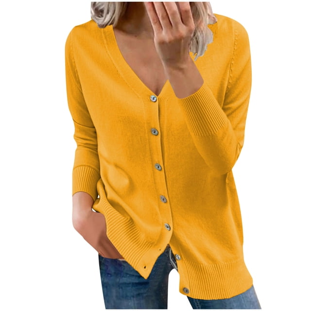jsaierl Mode Femmes Boutons Manches Longues Décontracté Uni Court Manteau Cardigan Blouse