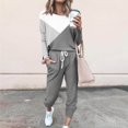 thumbnail image 2 of CHOK Womens Sport Set Long Sleeve Patchwork Color with Loose Cozy Petite Sweatpant Trendy Fall Winter Suits (X-Large  Pink), 2 of 5