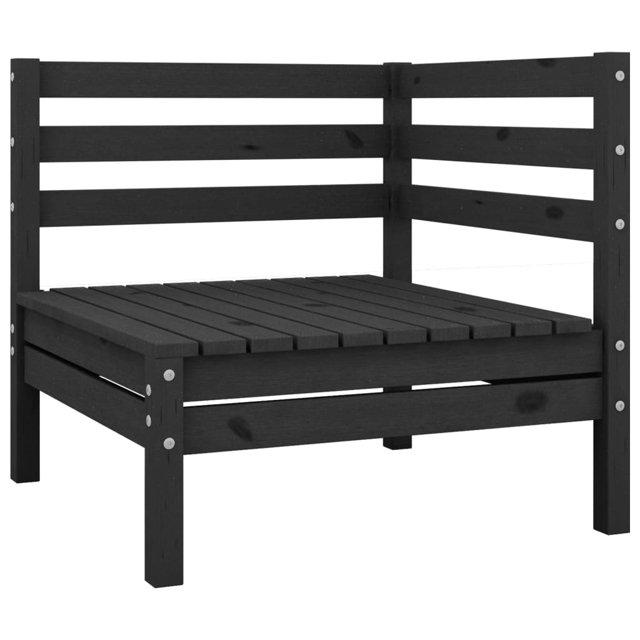 vidaXL Garden Corner Sofa Black Solid Wood Pine