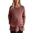 thumbnail image 1 of yoeyez Tunique en Tricot pour Femmes, Chandails à Manches Torsadées Patchwork, Col Ras du Cou Raglan, Chemises à Manches Longues, Hauts de Mode d'Automne 2024, Bourgogne P, 1 of 7