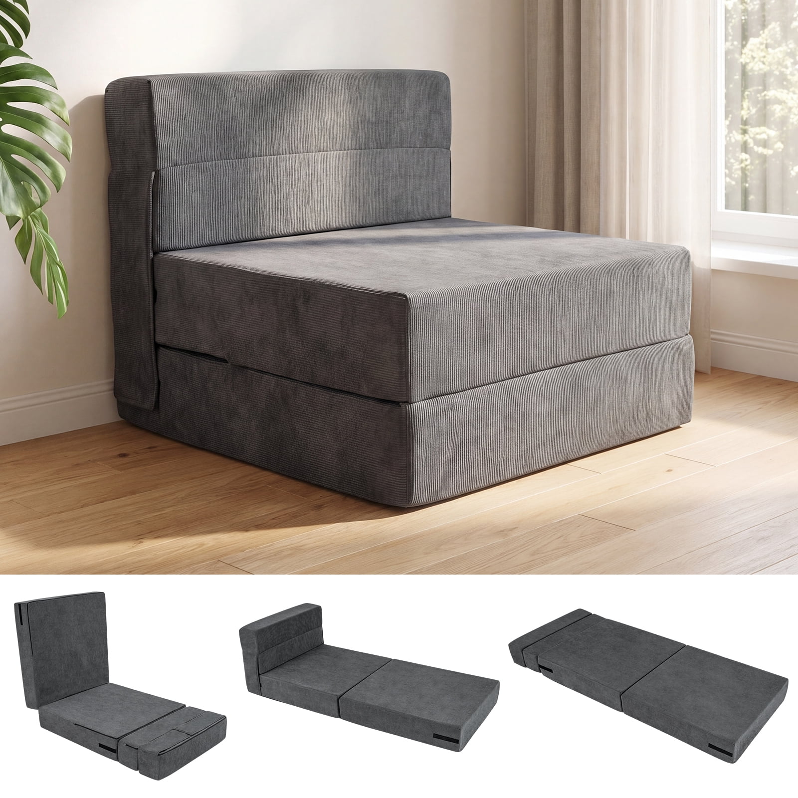 Costway 4-in-1 Folding Sofa Bed, Convertible Sleeper Chair for Adults, Fold Out Couch