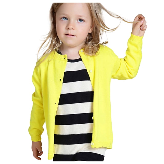 Toddler Candy Color Cardigan , Solid Color Winter Sweater For Boys/Girls ,0,3 Years, Super Soft, Yellow 3 Years