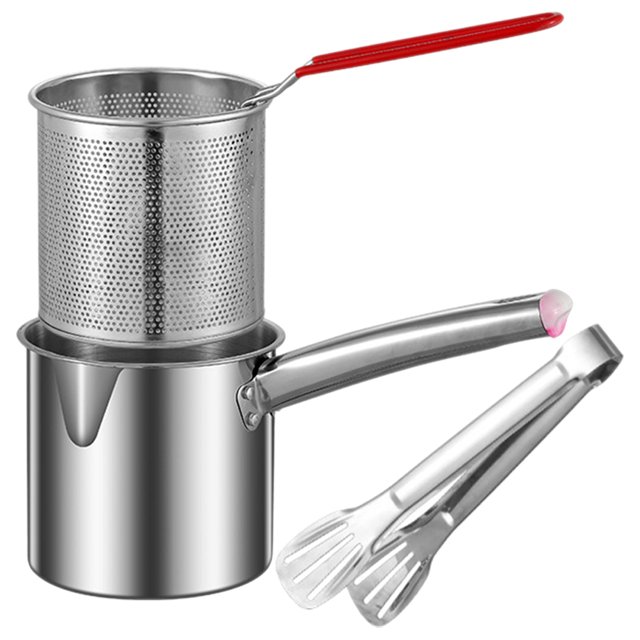 SHISUYAN 1 Set Household Frying Pot Large-capacity Frying Pot Metal Fryer Stainless Steel Deep Fryer