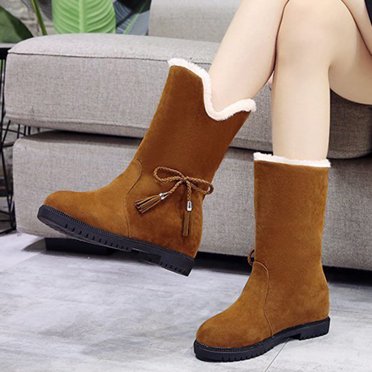 EGNMCR Bottines pour Femmes Bottes Mode pour Femmes Bottes Unies Femmes Bottes à Talon Bas Rond Chaussures