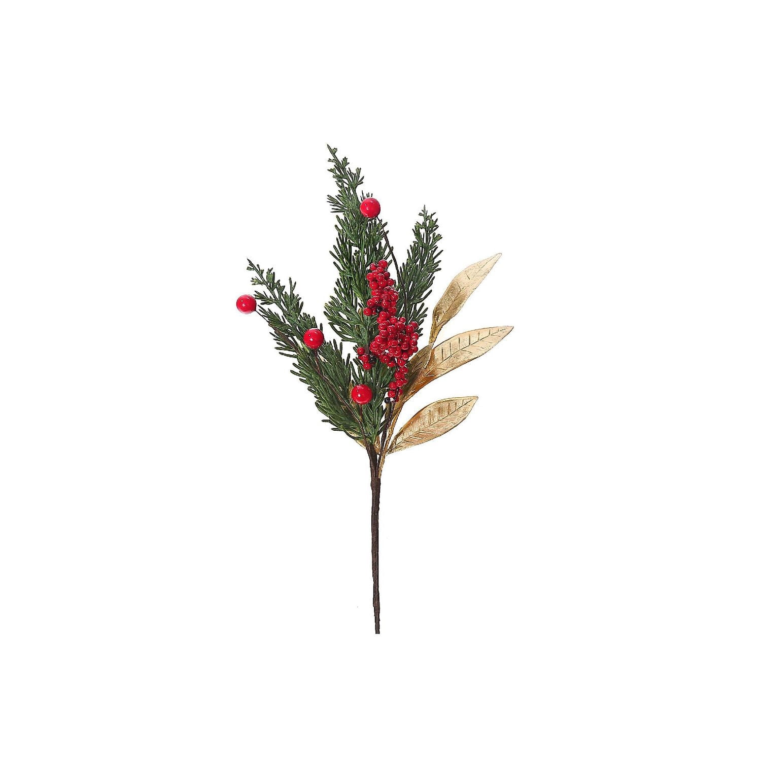 Feuilles D'Or De Noël Avec Baies Et Pic De Pin - Ensemble De 6