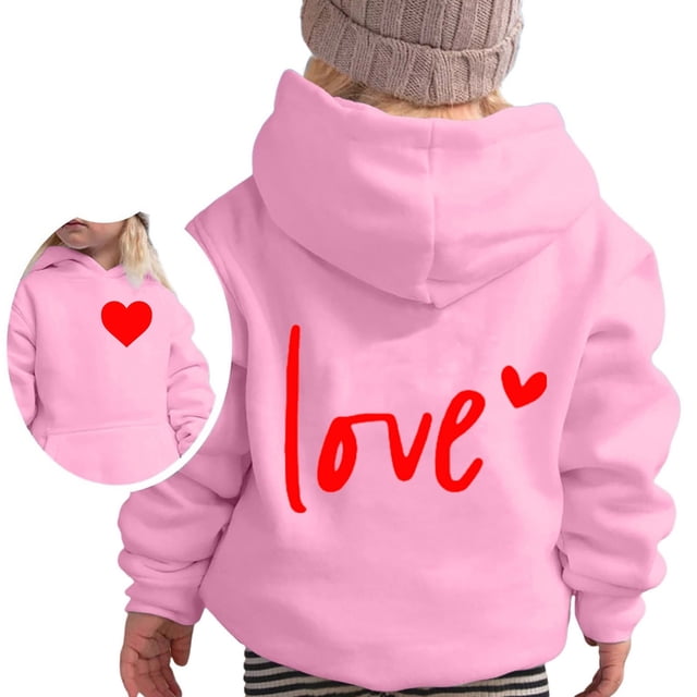 FAOWME Sweat à Capuche à Manches Longues pour Enfants Imprimé Lettre Léger Rose 9-10 Ans