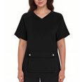 thumbnail image 1 of Ohufall Plus Size Scrubs for Women Stretch, Solid Color Scrub Tops - Front Pocket Design for Nurses & Healthcare Workers, 1 of 3