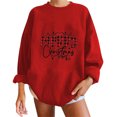 thumbnail image 2 of Liquidation d'Hiver pour Femmes Mode Femmes Décontracté Imprimé Col Rond Manches Longues T-Shirt Ample Blouse d'Automne Pull Sans Capuche Chandails en Molleton Courbes Tenues d'Hiver pour Femmes en Liquidation, 2 of 5
