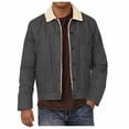 thumbnail image 3 of Lovzfmll Men's Retro Jacket Fleece Lined Zippered Pockets Long Sleeve Dark Gray, S, 3 of 8