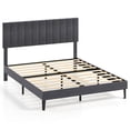 thumbnail image 1 of Costway Queen Size Bed Frame with Height Adjustable Vertical Channel Headboard, Noise Free Gray, 1 of 10