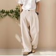 thumbnail image 2 of JMYHOAM Linen Pants for Men Work Pants Dress Pants Double Pleated and Fashionable Trousers with Button Zipper and Multiple Pockets, 2 of 7