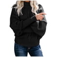 thumbnail image 2 of Ladies Mid Neck Sweater Bubble Sleeve Sweater Loose Long Sleeve Knit Long Sleeve Pullover for Women Solid Color Sweater Pullover Women Pullover Sweaters Long Sleeve Top, 2 of 6