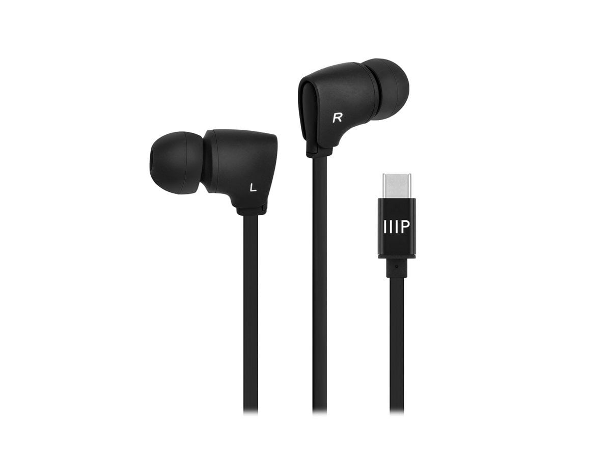 Monoprice Premium USB-C Wired Earbuds with Mic for Smartphones, Tablets, Laptops & Gaming