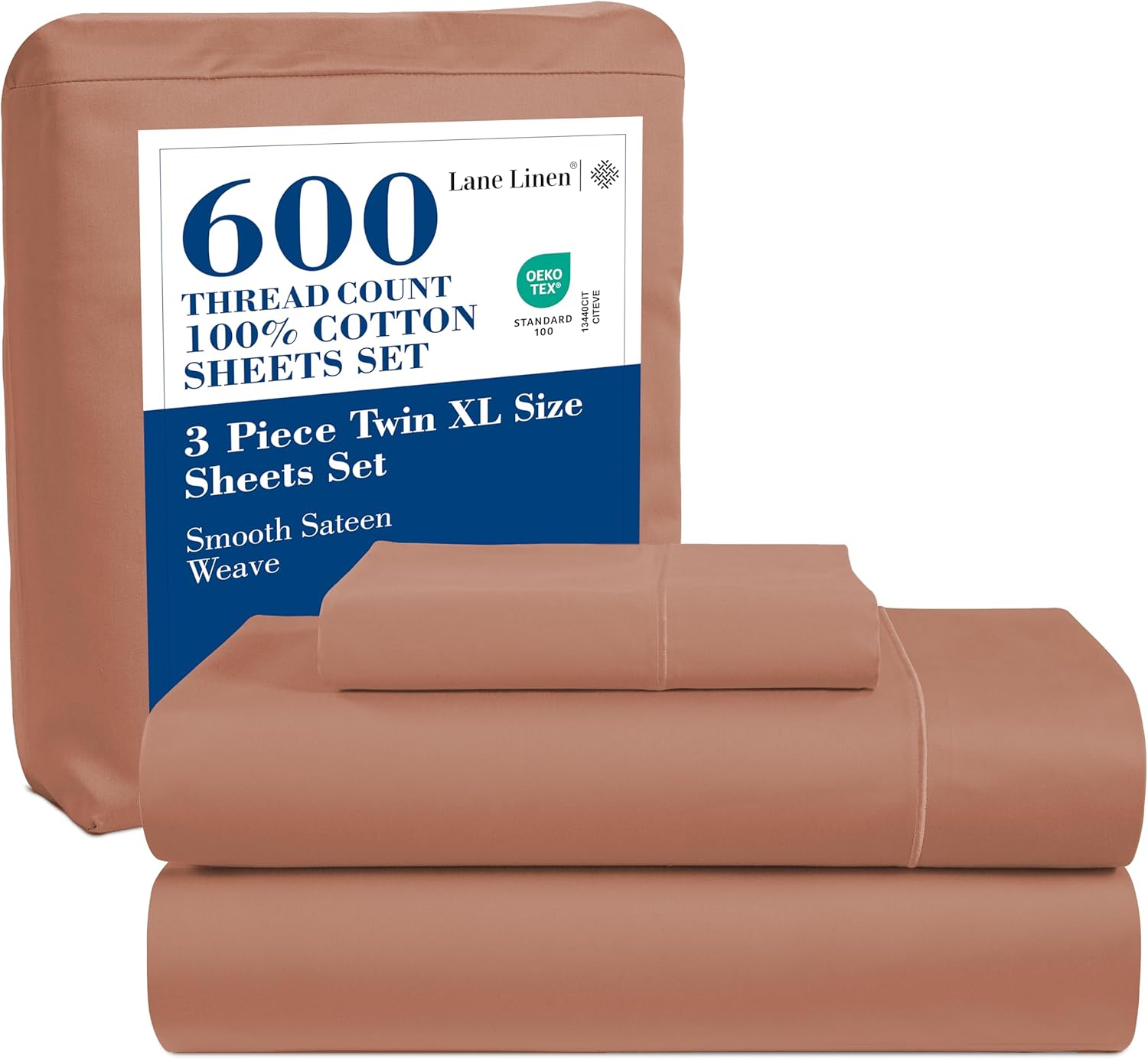 Draps en Coton Ultra Doux Ensemble de Draps Double Ensemble Pc Nombre de Fils Satin Literie Draps à Poches Profondes Draps Rafraîchissants Draps Format Double Ensemble de Lit Respirant ()