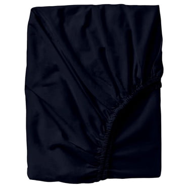 24" Extra Deep Pockets Fitted Sheet Only - Queen Size, Navy Blue Color 300-Thread-Count Egyptian Cotton 1-PC Bottom Fitted Sheet