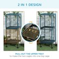 thumbnail image 4 of PawHut 2 In 1 Bird Cage Aviary with Wheels, Wood Perch, Black, 4 of 10