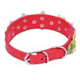 thumbnail image 3 of Collier Animal en Cuir Alliage Ajustable Fleur Collier Animal Chaîne de Cou Animal Décor Collier, Rouge, TP, 2.5x30cm, 3 of 8