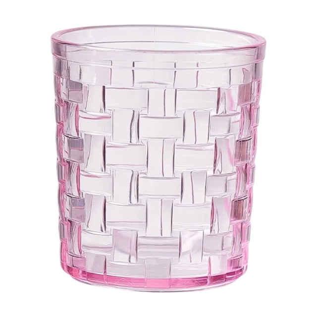 Transparent Plastic Mouthwash Cup, Wide Mouth Thickened Cup for Toothbrushing, Rattan Woven Design Multi-Purpose Drinking Cup for Home, Bar, Kitchen - Lightweight and Easy to Clean