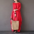 thumbnail image 3 of Robes Amples pour Femmes Grande Taille Manches Mi-Longues Col Rond Longueur Cheville Mode Automne Décontracté Plage Fête Robe Blanche TG, 3 of 6