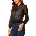 thumbnail image 4 of INSPIRE CHIC Women's Long Sleeves Zip Up See Through Lightweight Bomber Jacket XS Black, 4 of 8