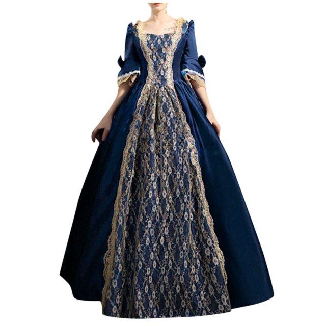 Huanglei Robe pour Femme Style Rétro Couleur Unie Manches Trompette Longue Robe de Princesse