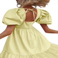 thumbnail image 4 of Femmes Robe Décontractée Couleur Unie Polyester Manches Courtes Col Carré Style Ourlet Volanté Mini Robes Jaune M, 4 of 5