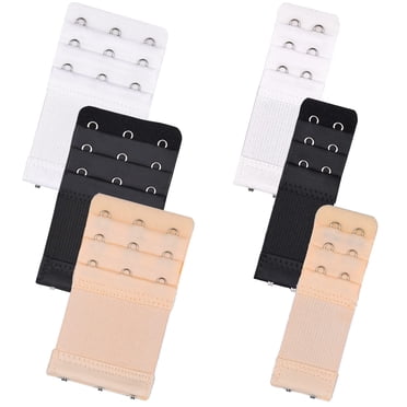 "Lot de 6 Rallonges de Soutien-Gorge pour Femmes - Rallonges de Dos Ajustables à Crochet en Noir, Blanc et Nude (2/3 Crochets en Rangée)"