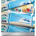 thumbnail image 3 of Soimoi Georgette Viscose Fabric Chair,Girl & Beach Surfboard Patchwork Print Fabric by The Yard 42 Inch Wide, 3 of 3