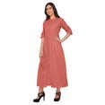 thumbnail image 3 of Moomaya Robes Chinoises pour Femmes Robe Longue Unie en Coton Slub à Manches Retroussables, 3 of 5