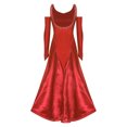 thumbnail image 4 of RUNQHUI Robe de Danse de Salon pour Femmes avec Strass, Pratique Professionnelle Moderne de Valse Tango, Rouge S, 4 of 7