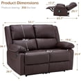 thumbnail image 2 of YODOLLA 2 Seat Leather Recliner Sofa with Massage Heated Function, Home Theatre Seating Massage Reclining Loveseat Chair in Brown, 2 of 8