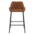 thumbnail image 2 of Contemporary Faux Leather & Metal 26" Counter Stool, PU, Set of 2 - Saddle & Black, 2 of 8