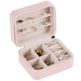 thumbnail image 4 of ruzhgo Portable Jewelry Box Dust-proof Storage Organizer Compartments Case Organization Fashion 2 Layers Gift Holder Container Light Pink Light Pink, 4 of 6