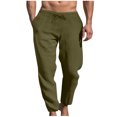 thumbnail image 2 of UVEASISHA Men's Linen Casual Pants Loose Fit Drawstring Waist Summer Beach Pants 2025 Summer Fashion Loose Straight Leg Trousers with Pockets Green XXL, 2 of 6