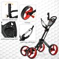 thumbnail image 2 of Gymax Chariot Pousse-Golf Pliant à 4 Roues avec Poignée Réglable Frein à Pied Rouge, 2 of 10
