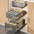 thumbnail image 3 of 1pc/2pcs Pull Out Cabinet Organizer Expandable Slide Out Kitchen Drawers with Adhesive Film Under Sink Cabinet Storage Shelf Storage Basket, 3 of 5