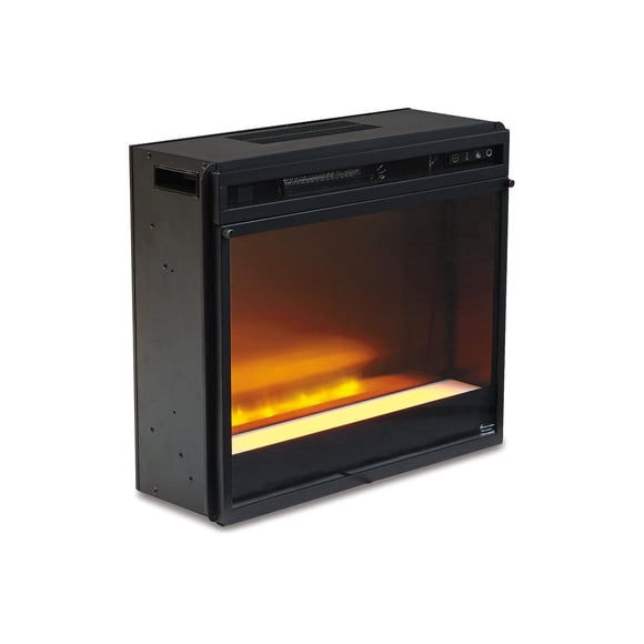 Bowery Hill Electric LED Glass Stone Fireplace Insert in Black