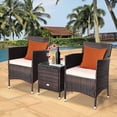thumbnail image 1 of Gymax Ensemble de Mobilier d'Extérieur en Rotin pour Patio 3 Pcs avec Chaises Coussinées et Table Basse, 1 of 9