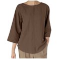 thumbnail image 2 of Hauts d'Été pour Femmes 2023 Mode T-Shirt Décontracté Col Rond Manches 3/4 Boho Grande Taille pour Femmes, 2 of 7