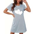 thumbnail image 4 of Jupe de Pyjama Courte pour Femmes Chemise de Nuit pour Femmes Manches Courtes Vêtement de Nuit Confortable T-Shirts de Nuit Imprimés Col Rond T-Shirt de Nuit Robe de Sommeil Douce Coupe Ample Robe de Pyjama Gris Foncé TG, 4 of 5