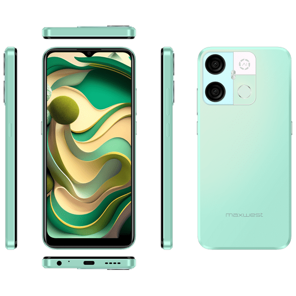 Maxwest Gravity G64 | 6.5" 60Hz HD+ IPS Display | 128GB (4GB+ 4GB) 8GB Dynamic RAM) | 16MP AI Rear | 8MP AI Front | 4000mAh Battery | Octa Core | Unlocked Cell Phone (Dual-SIM) | Brand-New | Green