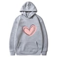 thumbnail image 5 of Plebaso Sweat à Capuche Imprimé Cœur pour Femmes, Manches Longues, Pull Ample avec Poches, 5 of 5