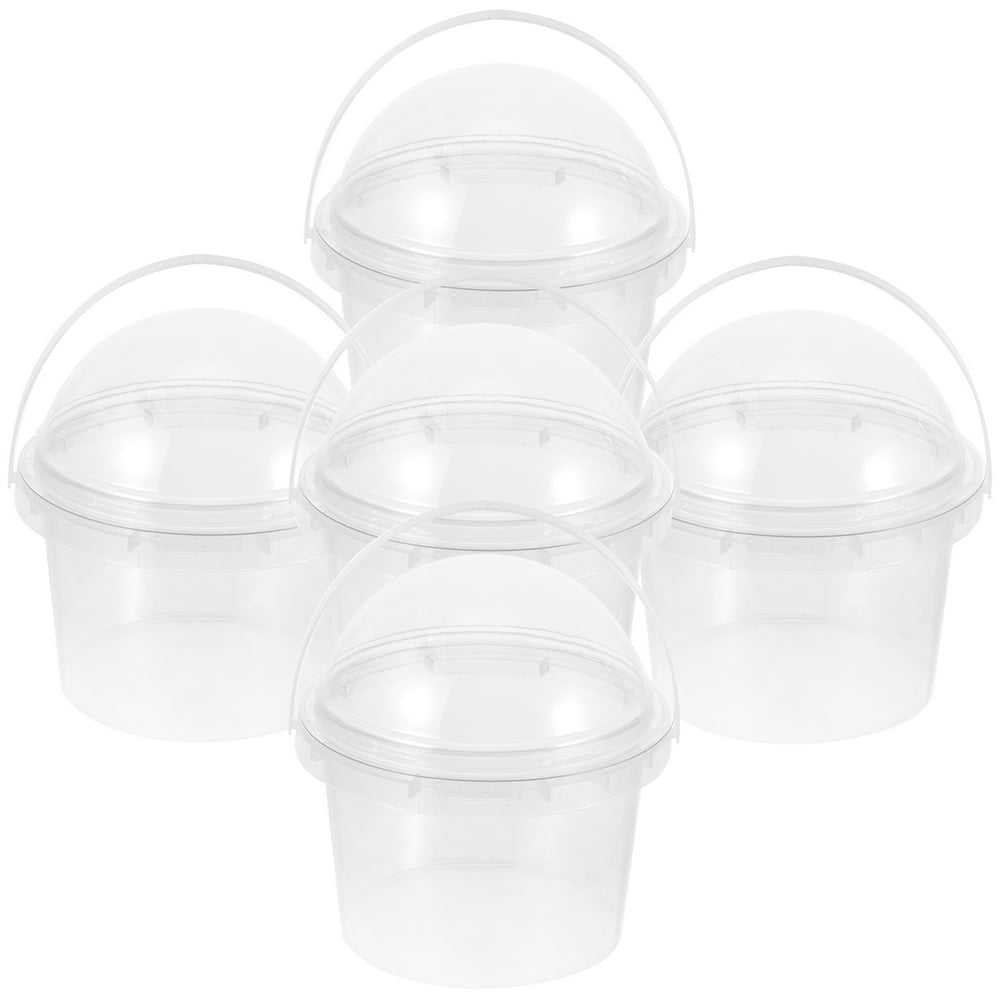 HLONK 5 Clear Plastic Buckets with Dome Lids 500ml